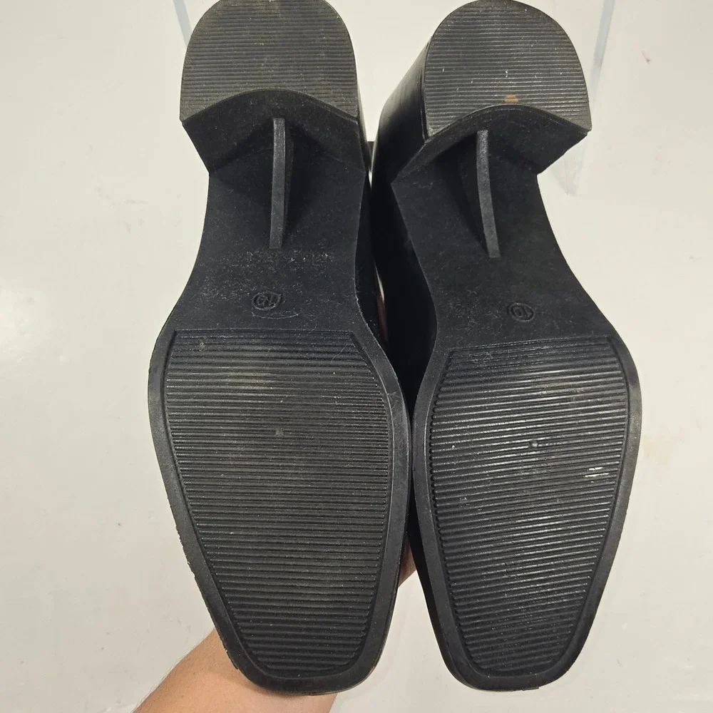 Cushionaire Womens Memory Foam Chelsea Rain Boots Black Block Heel‎ Size 10